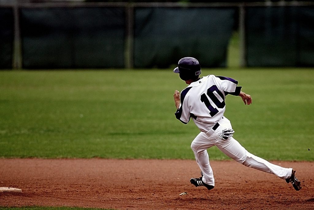 baseball player running bases