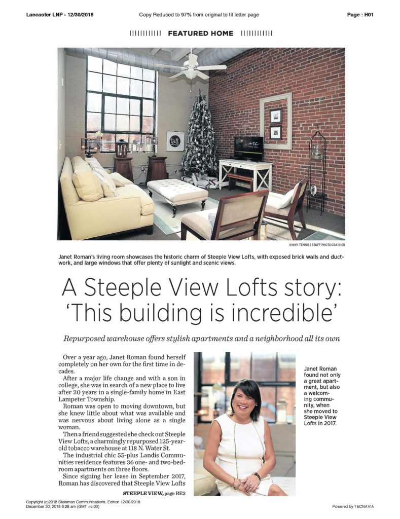 Steeple View Loft newspaper article