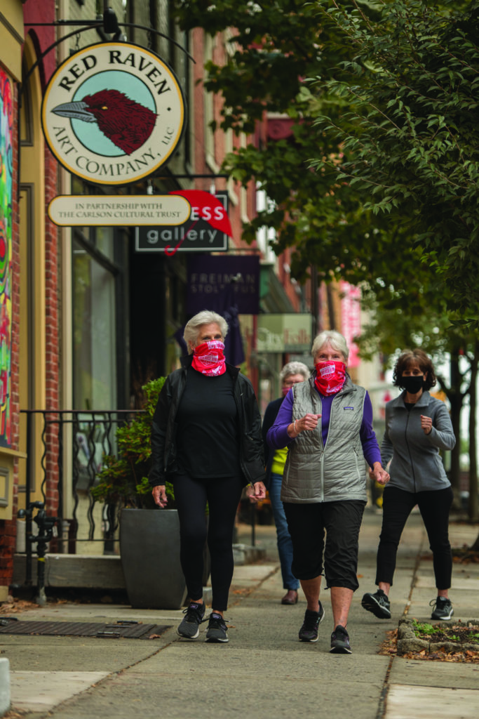 senior women walking in city