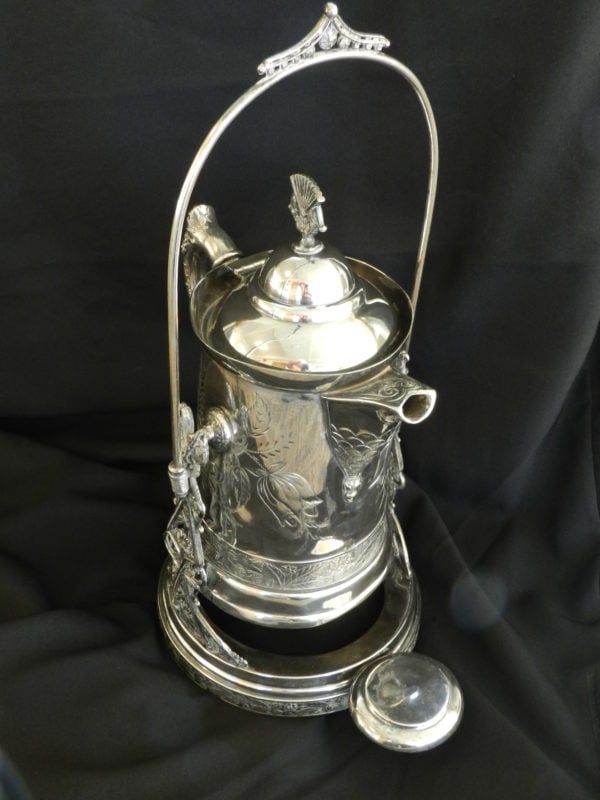 old silver tea kettle